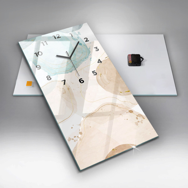Modern vertical wall clock Watercolor stains