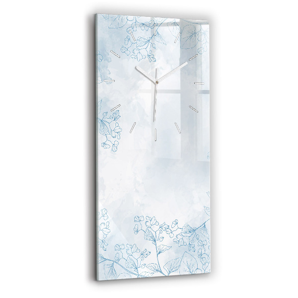 Modern vertical wall clock Sketch of plants