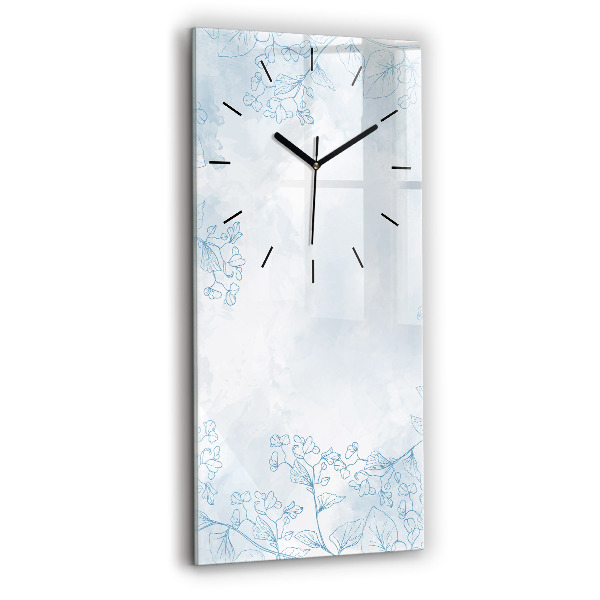 Modern vertical wall clock Sketch of plants