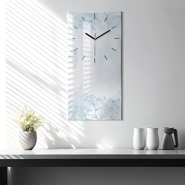 Modern vertical wall clock Sketch of plants