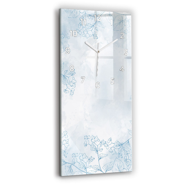 Modern vertical wall clock Sketch of plants