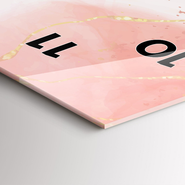 Modern vertical wall clock Pink marble