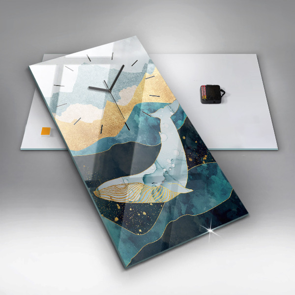 Modern vertical wall clock Abstract whale