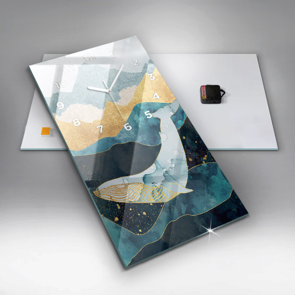 Modern vertical wall clock Abstract whale