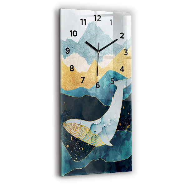 Modern vertical wall clock Abstract whale
