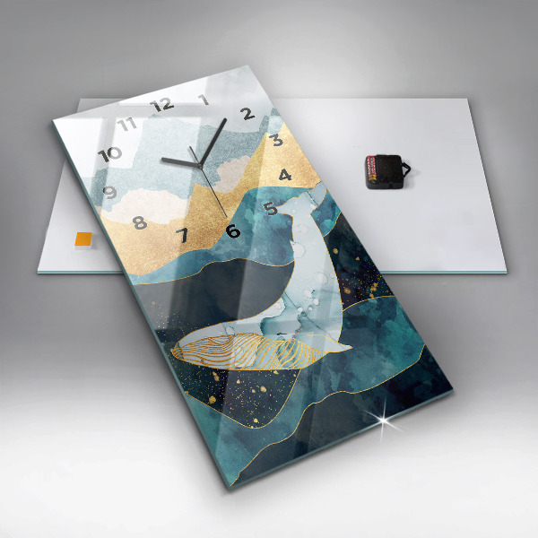 Modern vertical wall clock Abstract whale