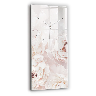 Modern vertical wall clock Peony flowers