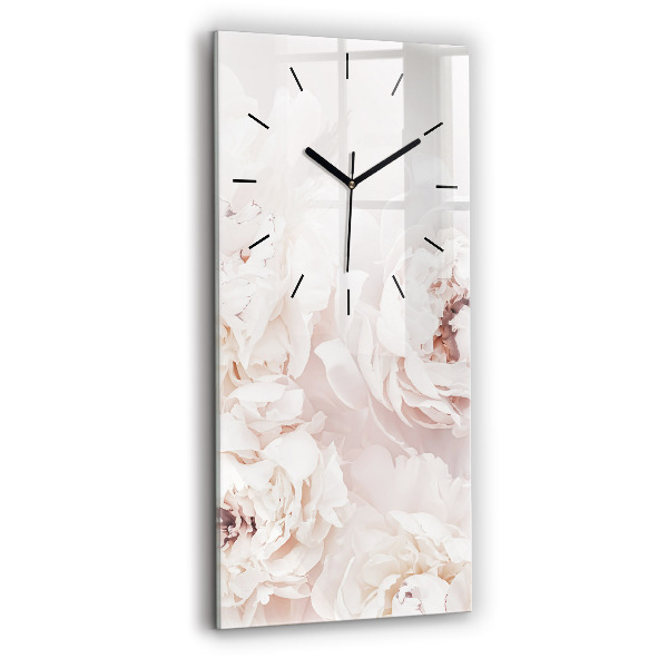 Modern vertical wall clock Peony flowers