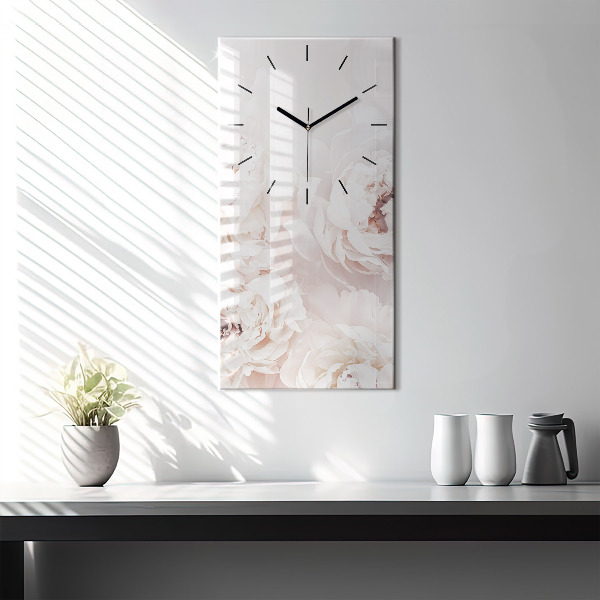 Modern vertical wall clock Peony flowers