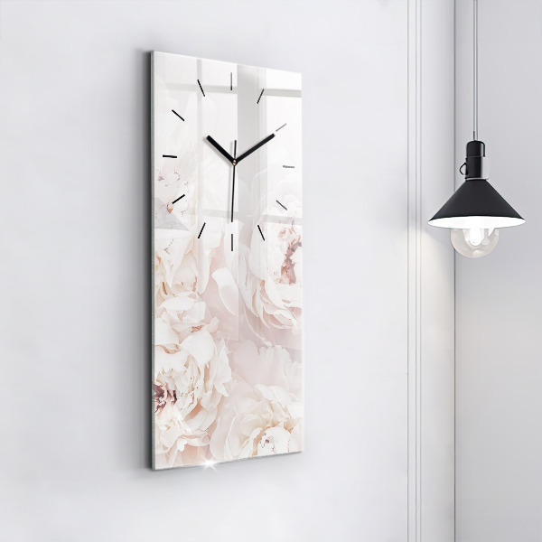Modern vertical wall clock Peony flowers