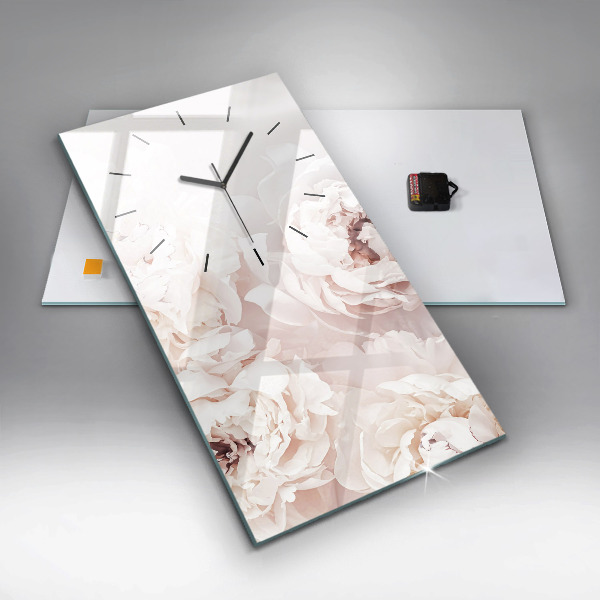 Modern vertical wall clock Peony flowers