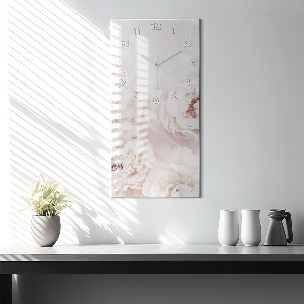 Modern vertical wall clock Peony flowers