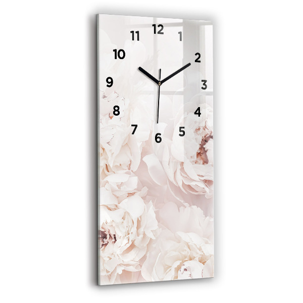 Modern vertical wall clock Peony flowers