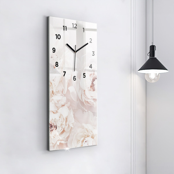 Modern vertical wall clock Peony flowers