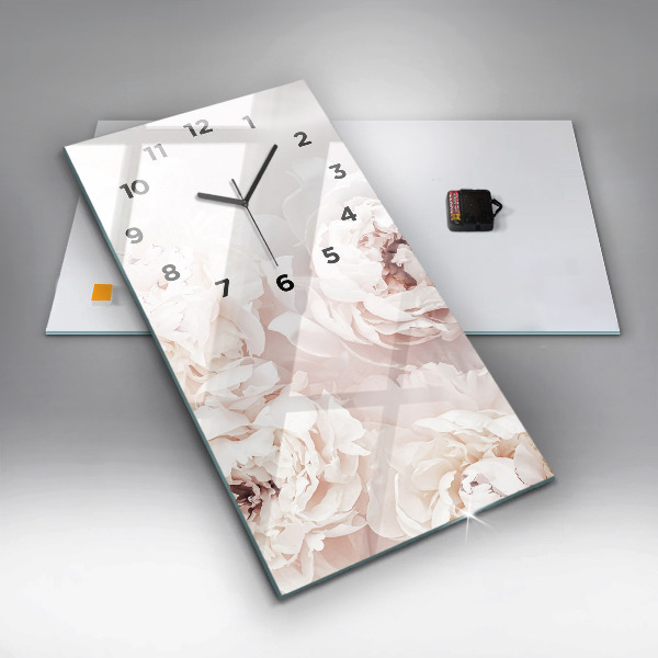 Modern vertical wall clock Peony flowers
