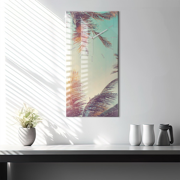 Modern vertical wall clock Tropical palm trees