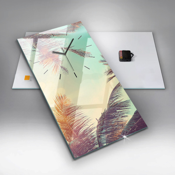Modern vertical wall clock Tropical palm trees