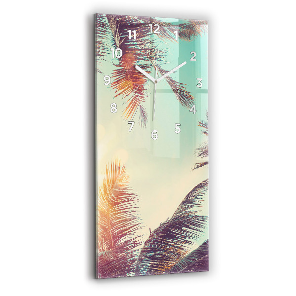 Modern vertical wall clock Tropical palm trees