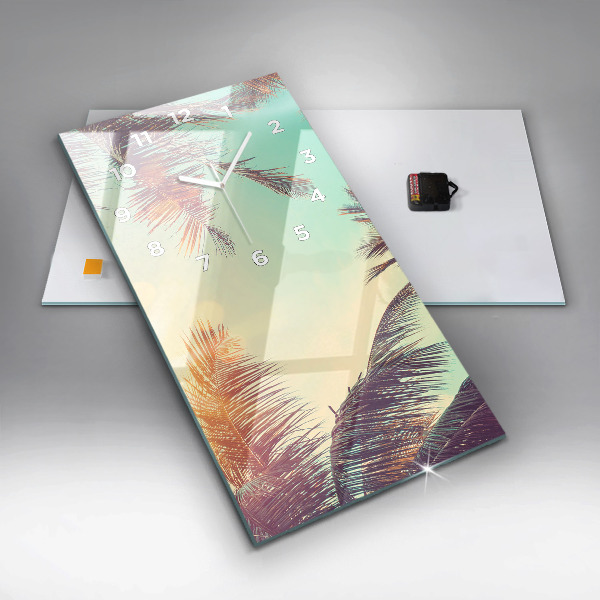 Modern vertical wall clock Tropical palm trees