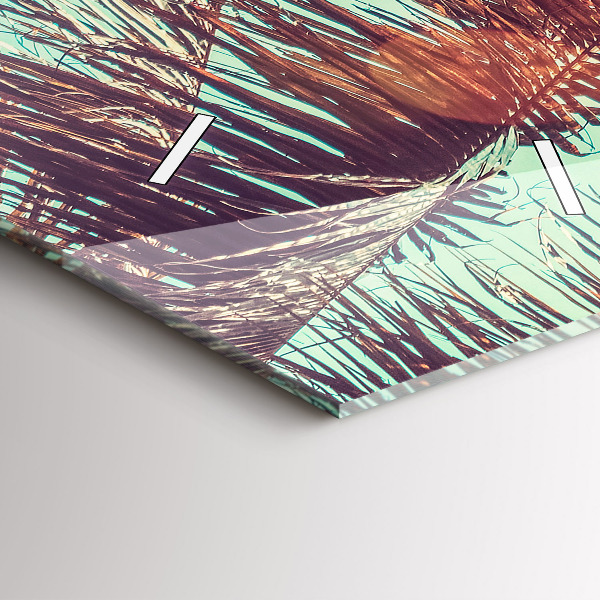 Modern vertical wall clock Tropical palm trees