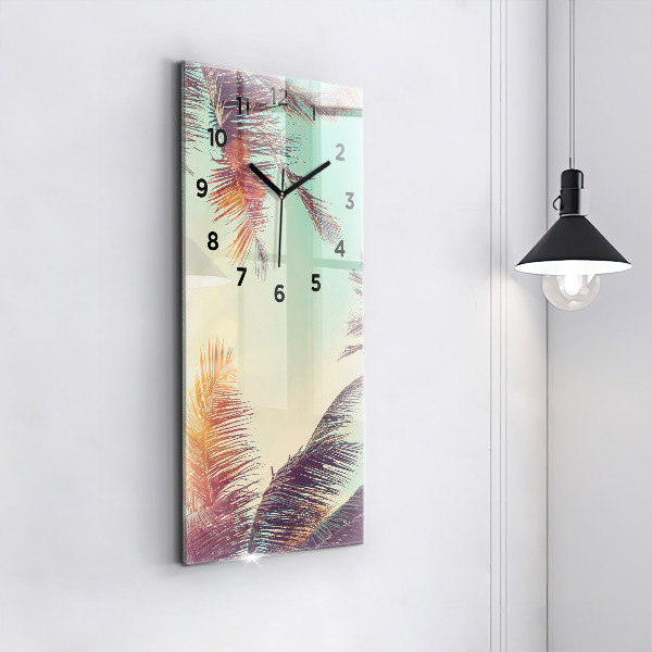 Modern vertical wall clock Tropical palm trees