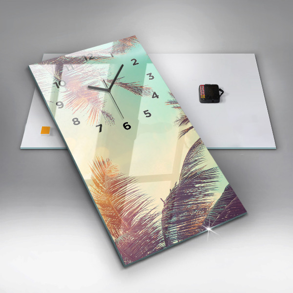 Modern vertical wall clock Tropical palm trees
