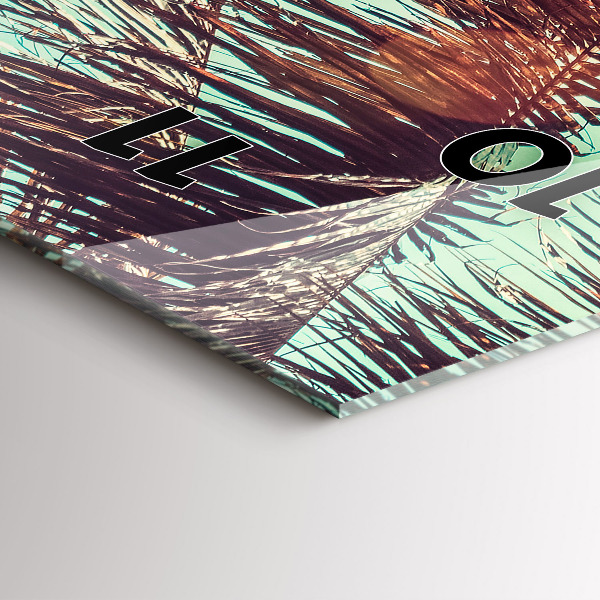 Modern vertical wall clock Tropical palm trees