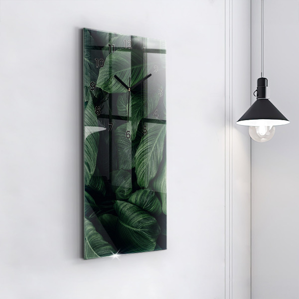 Modern vertical wall clock Tropical Monstera