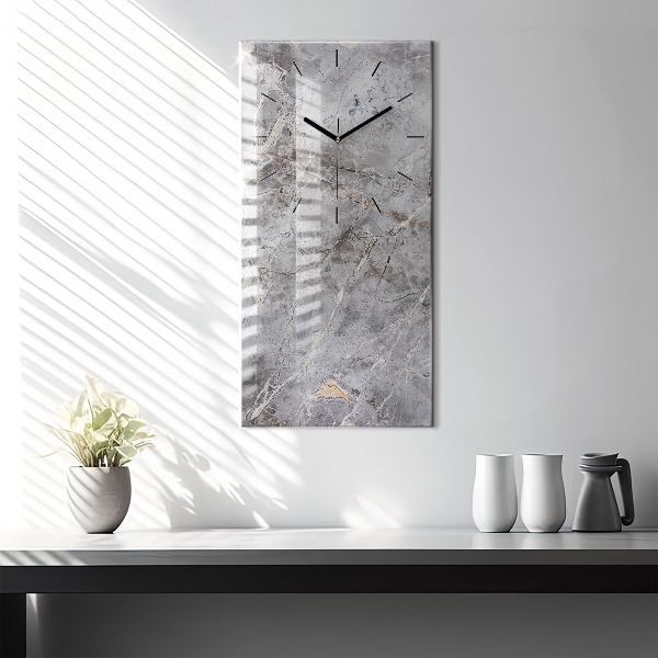 Modern vertical wall clock Gray granite marble