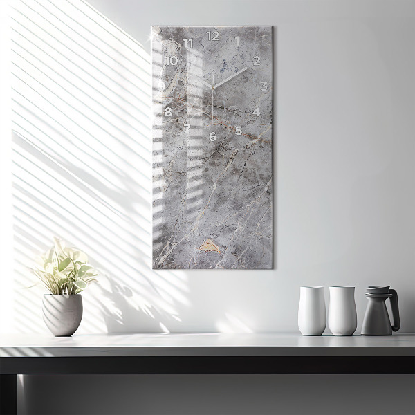 Modern vertical wall clock Gray granite marble