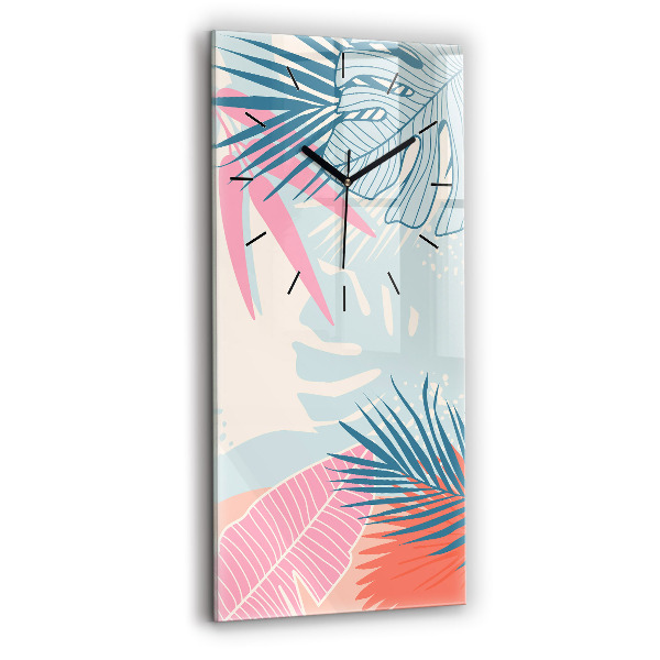 Modern vertical wall clock Pastel Leaves – Tropics