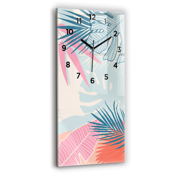Modern vertical wall clock Pastel Leaves – Tropics