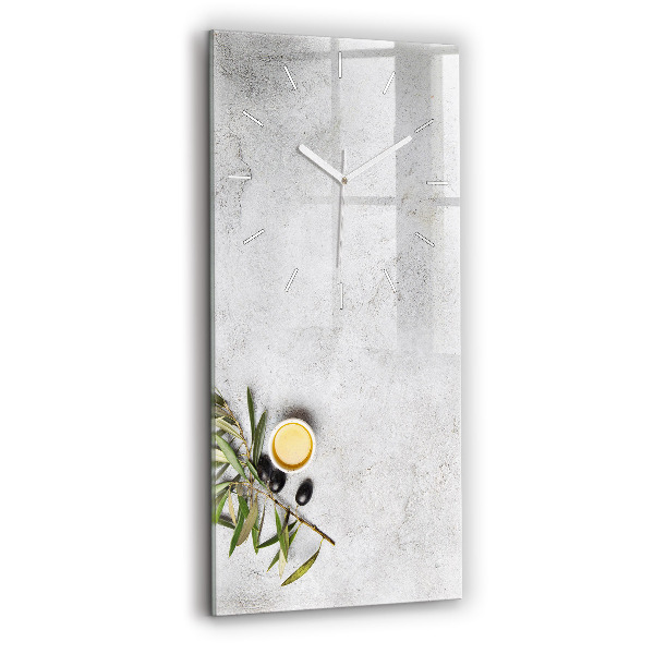 Modern vertical wall clock Minimalist olives