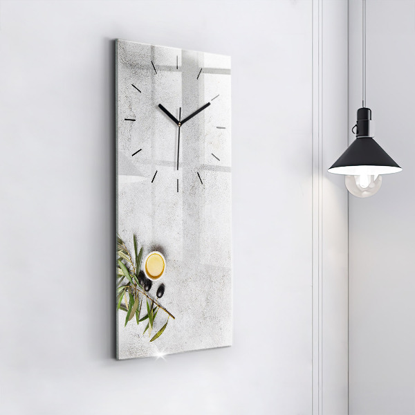Modern vertical wall clock Minimalist olives