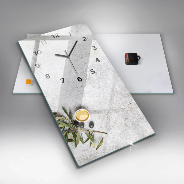 Modern vertical wall clock Minimalist olives