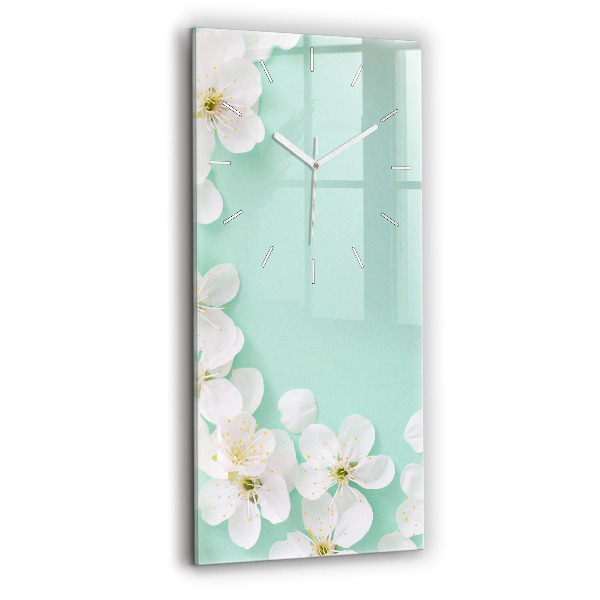 Modern vertical wall clock Blooming apple blossoms