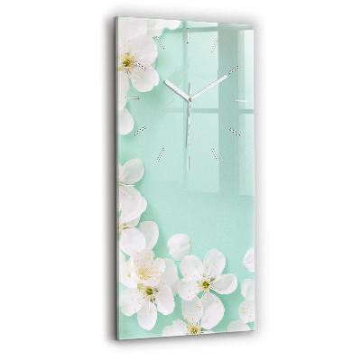 Modern vertical wall clock Blooming apple blossoms