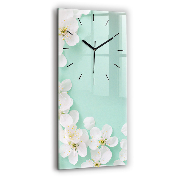 Modern vertical wall clock Blooming apple blossoms