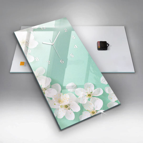 Modern vertical wall clock Blooming apple blossoms