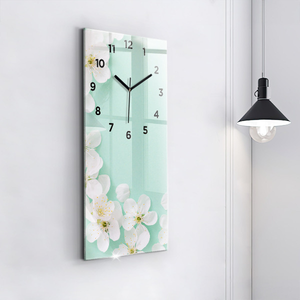Modern vertical wall clock Blooming apple blossoms