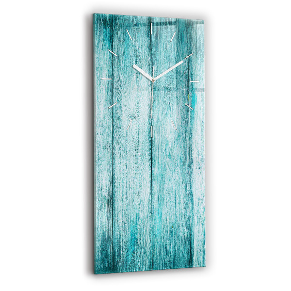 Modern vertical wall clock Blue old wood