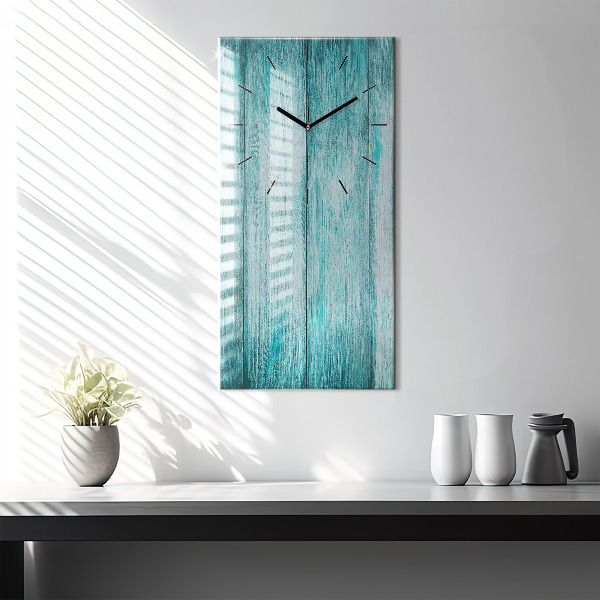 Modern vertical wall clock Blue old wood