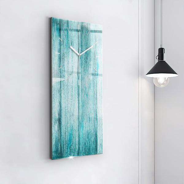 Modern vertical wall clock Blue old wood