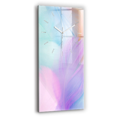 Modern vertical wall clock Colorful feathers