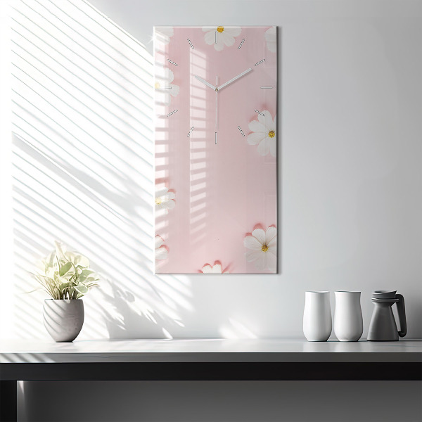 Modern vertical wall clock Daisy flowers