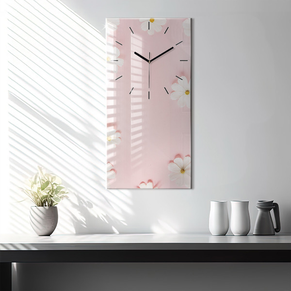 Modern vertical wall clock Daisy flowers