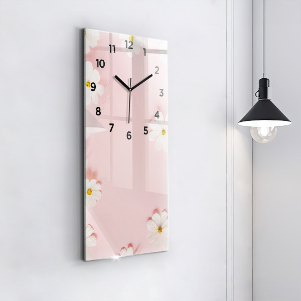 Modern vertical wall clock Daisy flowers