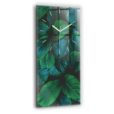 Modern vertical wall clock Nature leaves