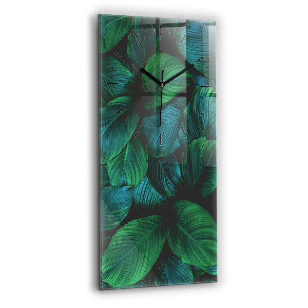 Modern vertical wall clock Nature leaves