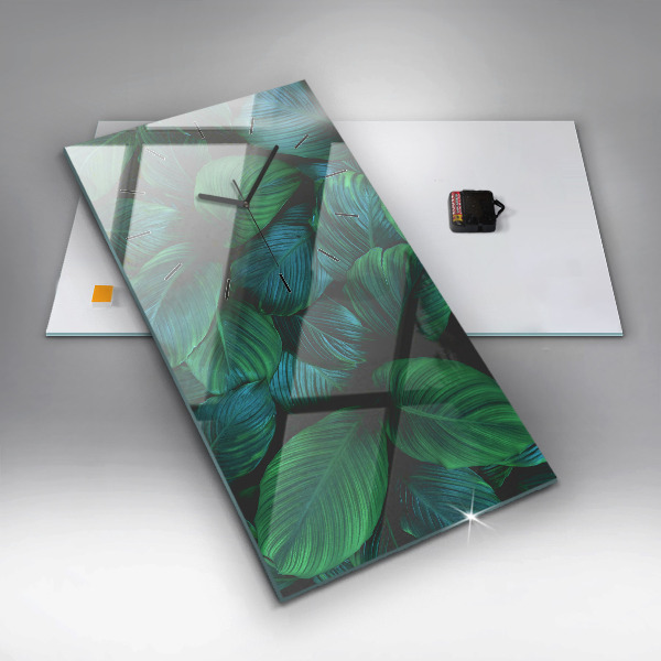 Modern vertical wall clock Nature leaves